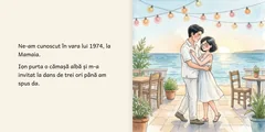 O pagină dublă: textul în stânga, în dreapta Ion și Maria dansând la Mamaia, în 1974