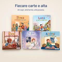 Fiecare carte e alta: cinci cărți cu copertă tare, fiecare cu alt copil, altă familie, altă poveste