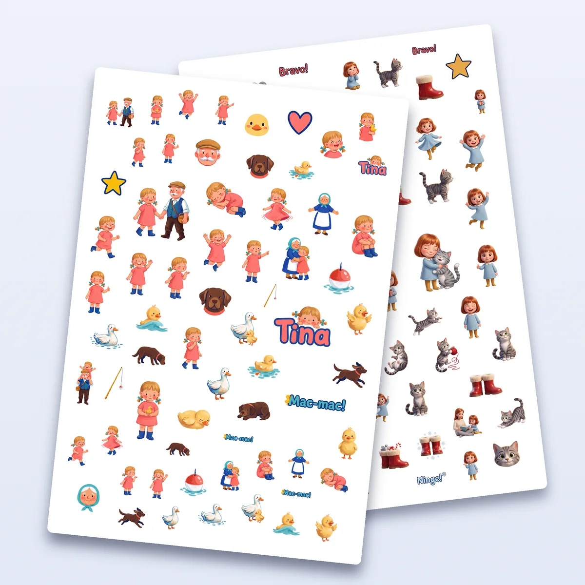 Două coli de stickere, pentru doi copii diferiți